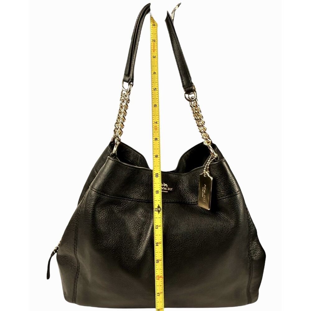 Coach Lexy Lexi Bag Purse F22210 Black Pebbled Leather Gold Tone Chain Handles - Picture 16 of 16